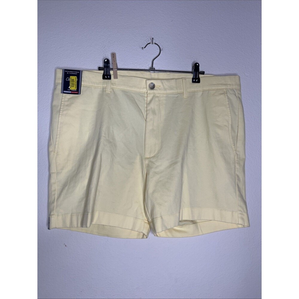 Roundtree & Yorke Total Flex Yellow Flat Front Chino Shorts Stretch Pockets 40